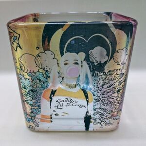 HANDMADE Harley Quinn Glass Votive Vase